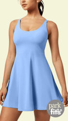 light blue tennis dress with criss-cross back