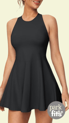 high-neck black tennis dress