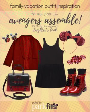 Disney California Adventure Disneyland girl's outfit inspired by Marvel Avengers Campus characters