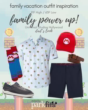 Universal Hollywood Nintendo Mario themed Dad outfit inspiration