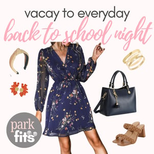 Floral chiffon dress styled for back to school night at your kids' school