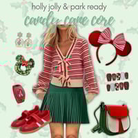 Holly jolly & park ready Disney Christmas outfit inspiration: candy cane core red, white, and green festive park fit