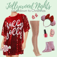 Countdown to Christmas Hollywood Studios Jollywood Nights Holly Jolly Sequin and Rhinestone Theme Park Outfit Inspiration