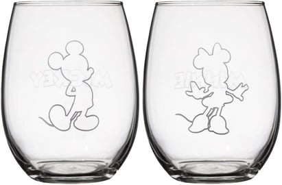 Disney Classics Collectible Stemless Tumbler Glass Sets - 16 Ounces - Set of 2 (Mickey & Minnie)