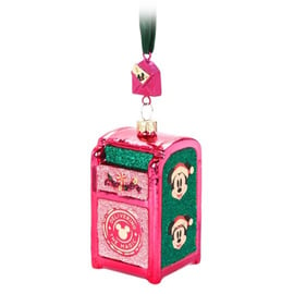 Disney Mickey and Minnie Mouse Holiday Mailbox Glass Sketchbook Ornament