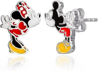 Disney Mickey and Minnie Mouse Kiss Mismatched Stud Earrings, Sterling Silver