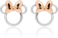 Disney Minnie Mouse Jewelry, Minnie Silhouette Stud Earrings, Two Tone, Sterling Silver