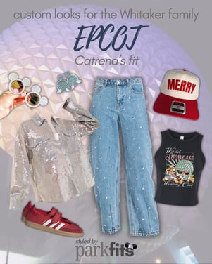 Whitaker Family Christmas Trip custom curated Disney looks: mom's silver & black sparkle EPCOT look