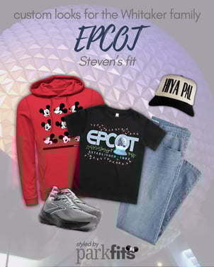Whitaker Family Christmas Trip custom curated Disney looks: dad's silver & black sparkle EPCOT look
