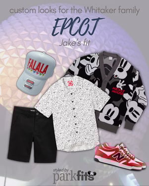 Whitaker Family Christmas Trip custom curated Disney looks: big boy's silver & black sparkle EPCOT look