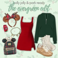 Holly jolly & park ready Disney Christmas outfit inspiration: red and green look with woodland vibes