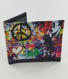 Graffiti Mickey Cartoon Character Inspired Leather Bifold Wallet Disney