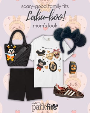Scary-good Disney Halloween family outfit inspiration: Labubu Halloween mom's look