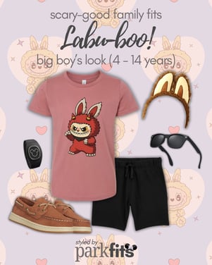 Scary-good Disney Halloween family outfit inspiration: Labubu Halloween boy's look