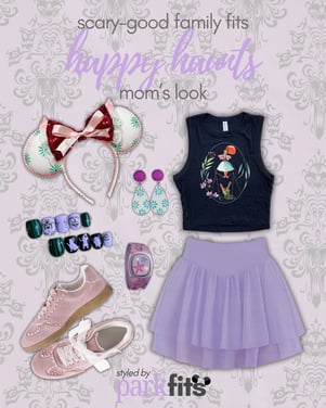 Scary-good Disney Halloween family outfit inspiration: Haunted Mansion look for mom