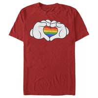 Mens Mickey Rainbow Glove Heart Tee