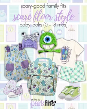 Scary-good Disney Halloween family outfit inspiration: Monsters, Inc. baby looks