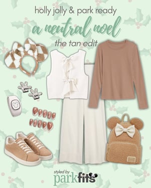 Holly jolly & park ready Disney Christmas outfit inspiration: neutral look two ways - tan version