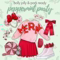 Holly jolly & park ready Disney Christmas outfit inspiration: peppermint party bold red and pink holiday park look