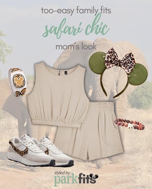 Too-easy Disney family outfit inspiration: safari chic khaki and green outfit for mom