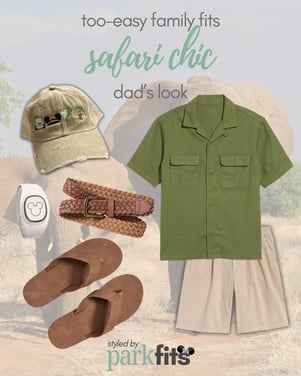 Too-easy Disney family outfit inspiration: safari chic khaki and green outfit for dad