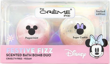 The Creme Shop x Disney Festive Fizz Scented Bath Bomb Duo Essential Oils and Scents of Peppermint and Sugar Cookie