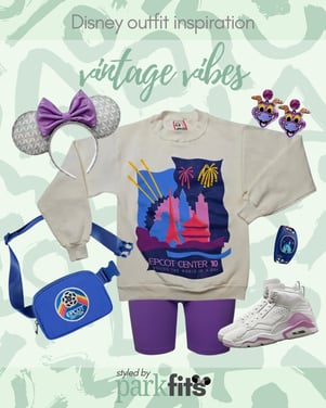 Vintage Disney outfit inspiration inspired by EPCOT Center 10th Anniversary sweatshirt from 1992