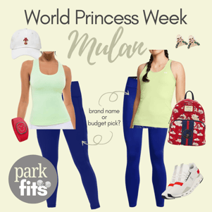 World Princess Week Disney Mulan inspired activewear with Mushu hat, Loungefly bag, and MagicBand+ choose brand name or budget pick!