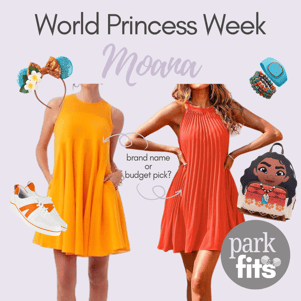 World Princess Week Moana inspired outfit with brand name and budget dress options