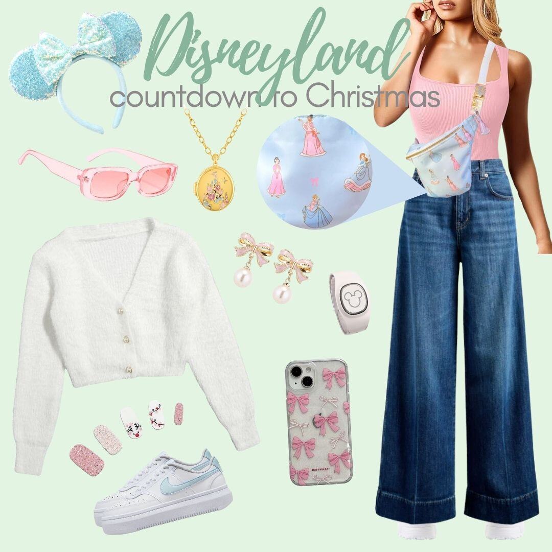 Countdown to Christmas Princess Pink Blue Sleeping Beauty Castle Inspired Theme Park Outfit