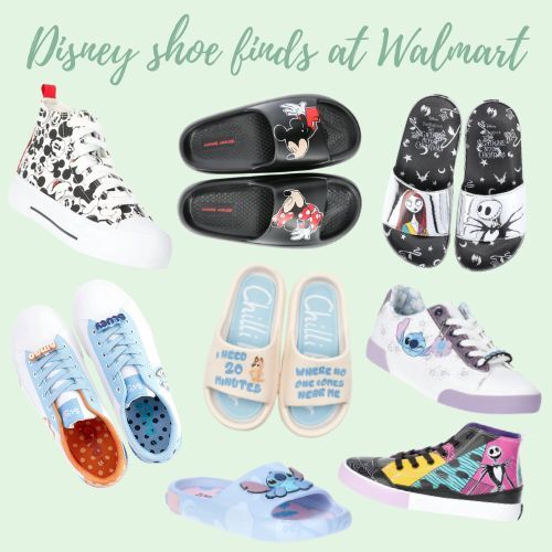 Fun Disney shoe finds at Walmart: Minnie, Mickey, Bluey, Bingo, Lilo & Stitch, Nightmare Before Christmas, Sally, Jack