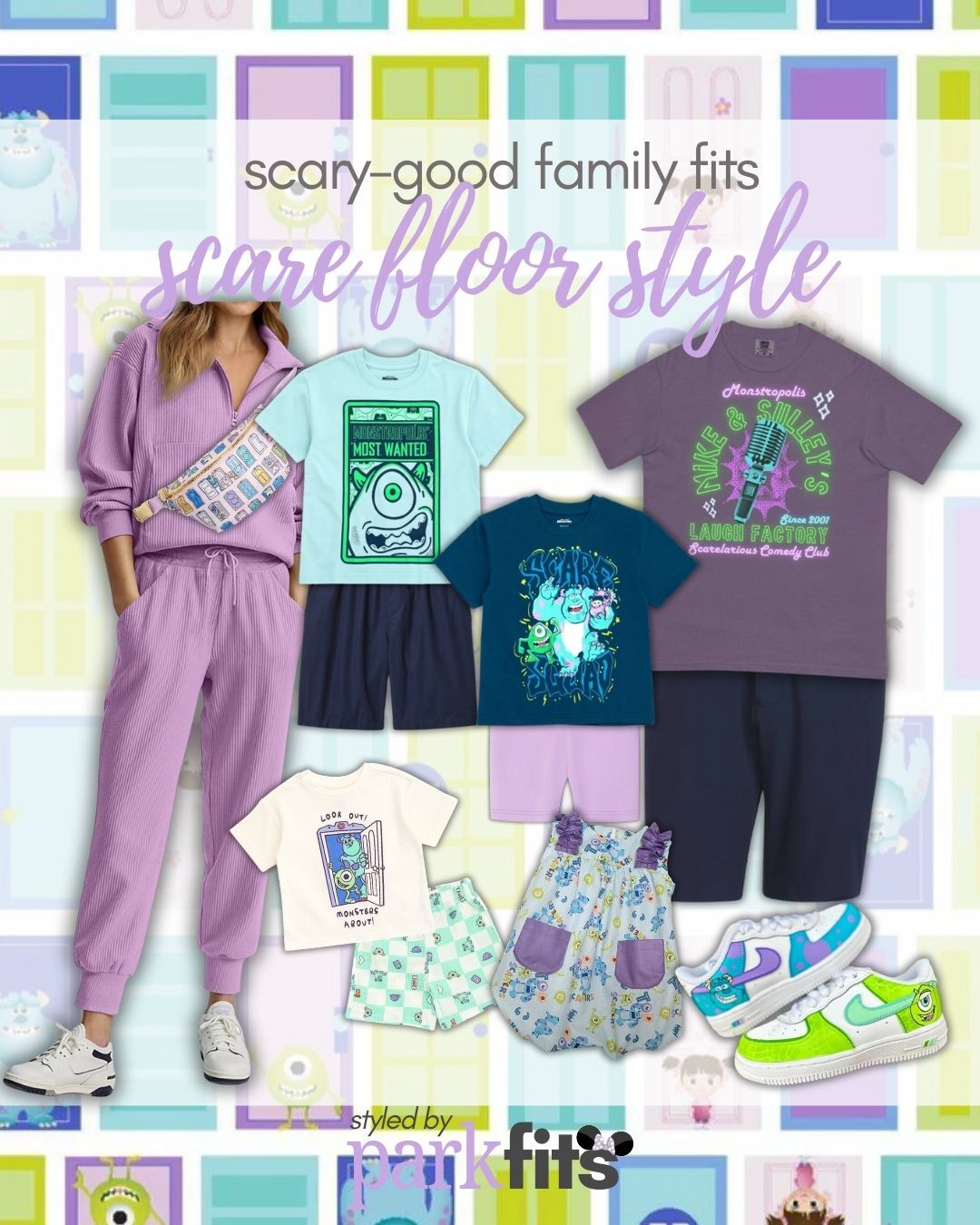 Scary-good Disney Halloween family outfit inspiration: Monsters, Inc. family look